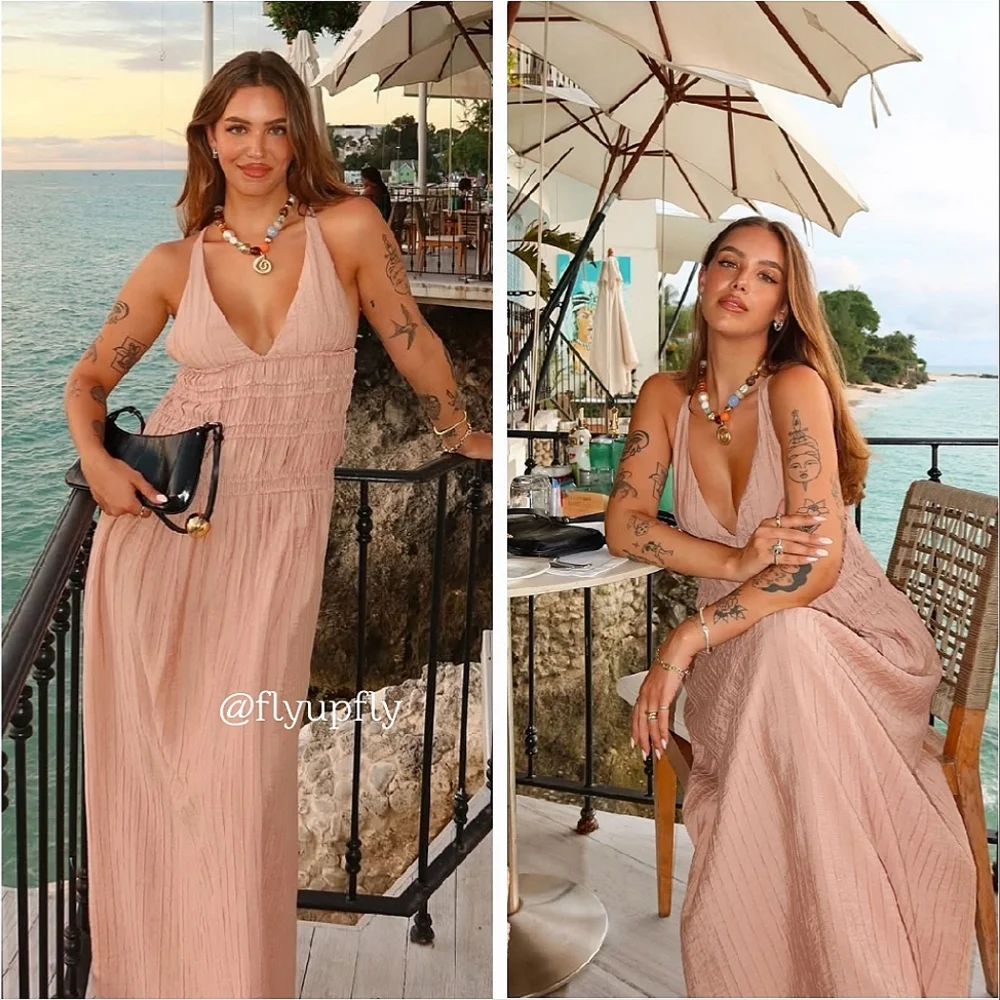 Zara Flowy Maxi Dress Pink Size XS S M